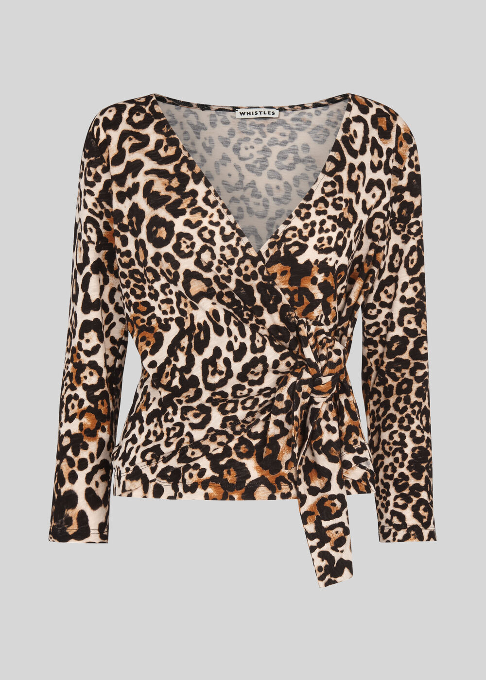 Leopard Print Wrap Tie Top Multicolour