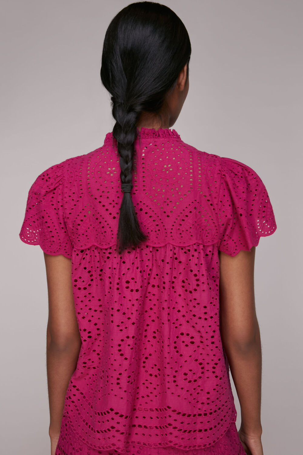 Bonnie Broderie Blouse Pink