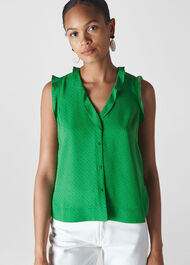 Micro Spot Emily Frill Top Green/Multi