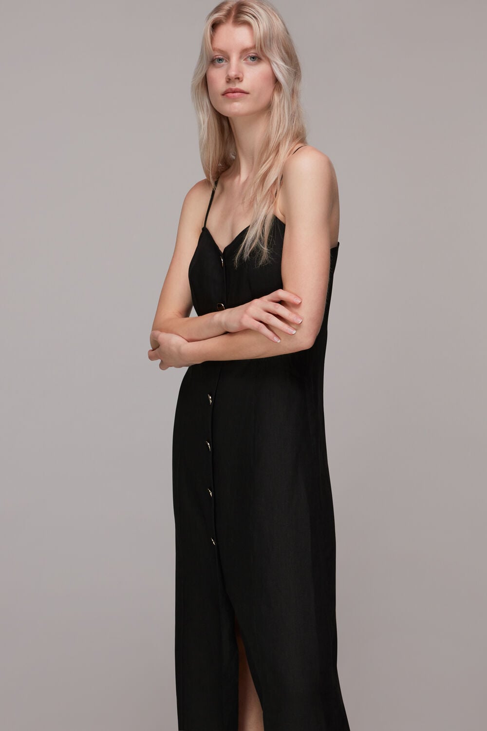 Ava Button Linen Mix Dress