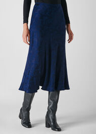 Cloud Jacquard Bias Skirt Navy