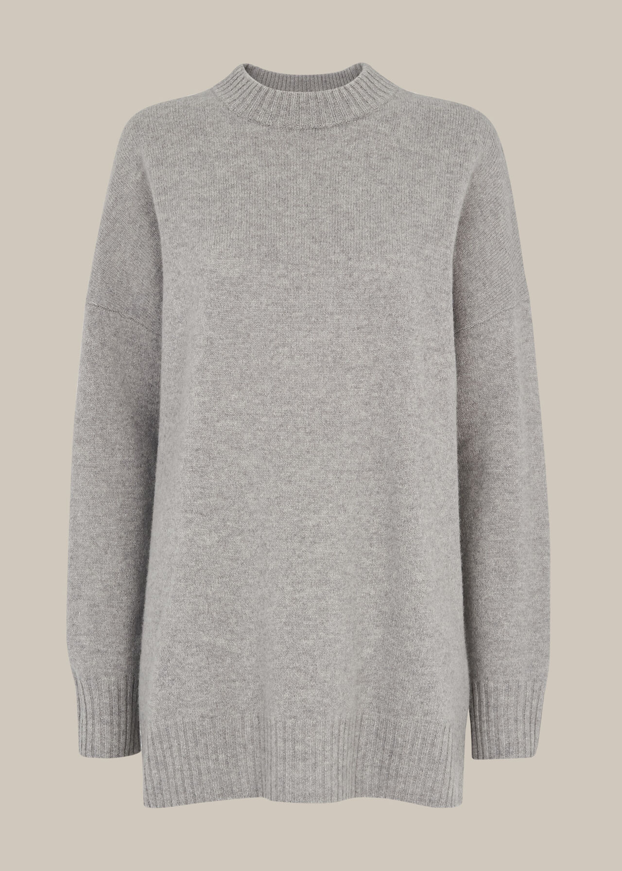 Long Line Crew Neck Wool Knit