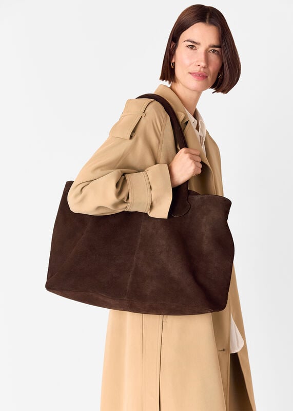Chocolate Leandra Suede Tote Bag