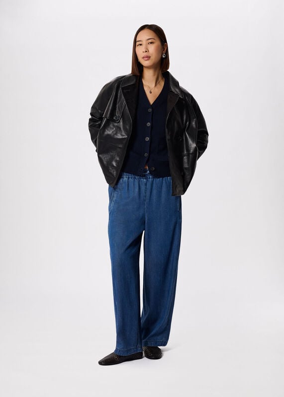 Navy Cotton Pocket Detail Cardigan