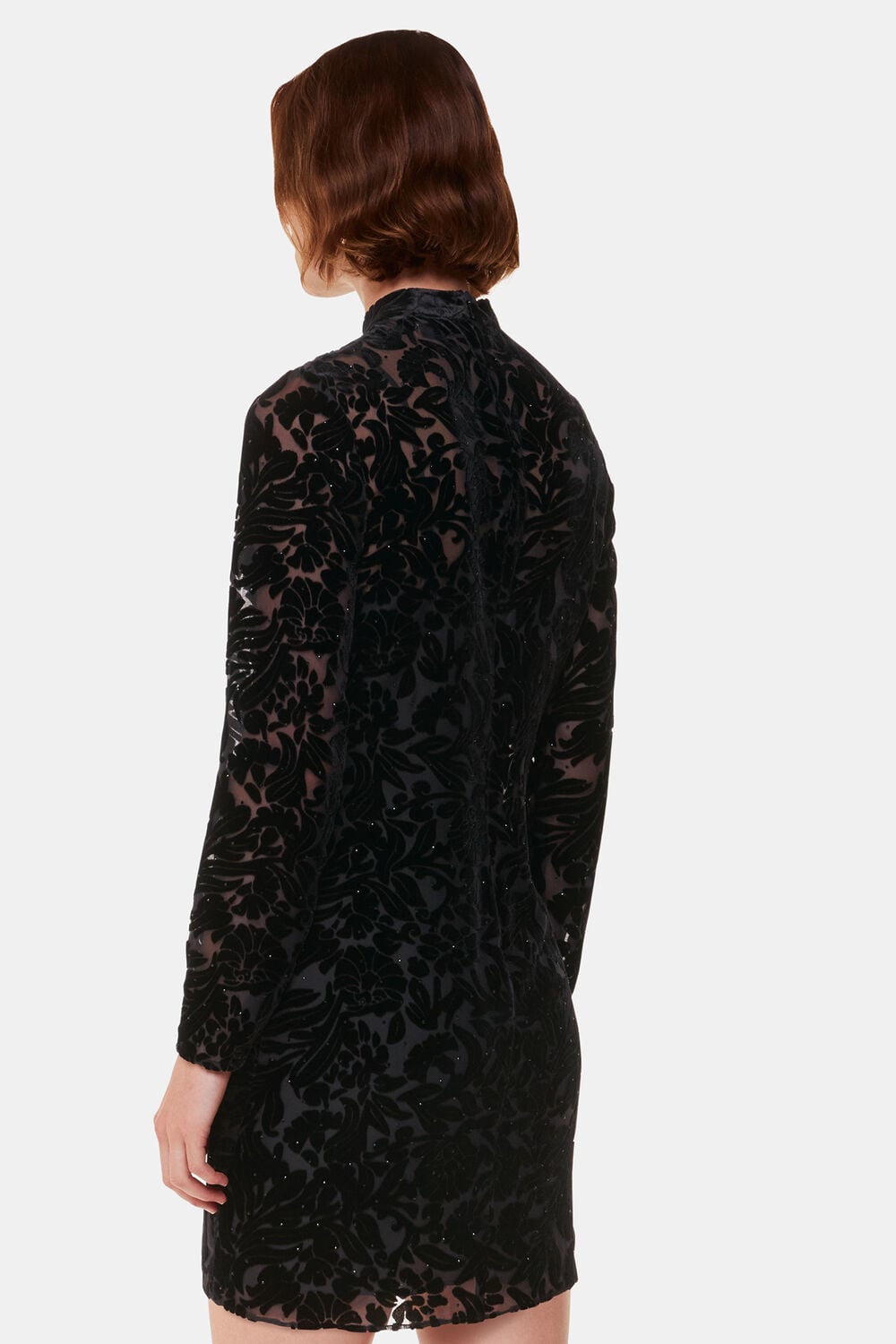 Black Hot Fix Floral Velvet Dress