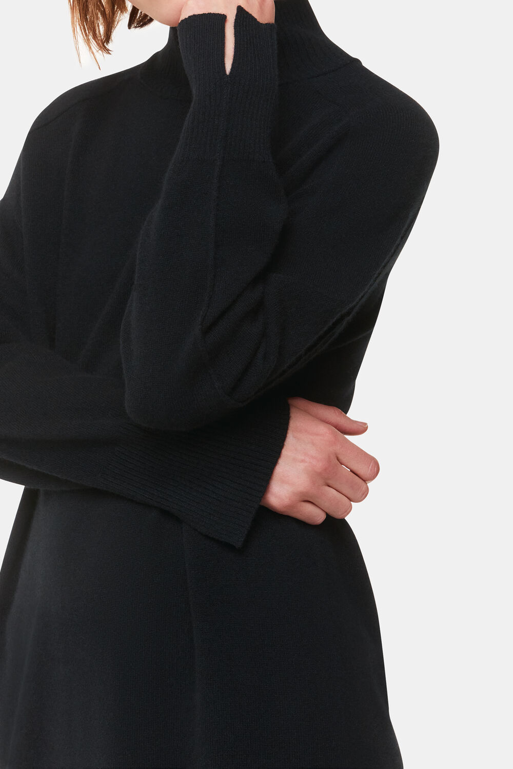 Black Cashmere Mock Neck Sweater Dress