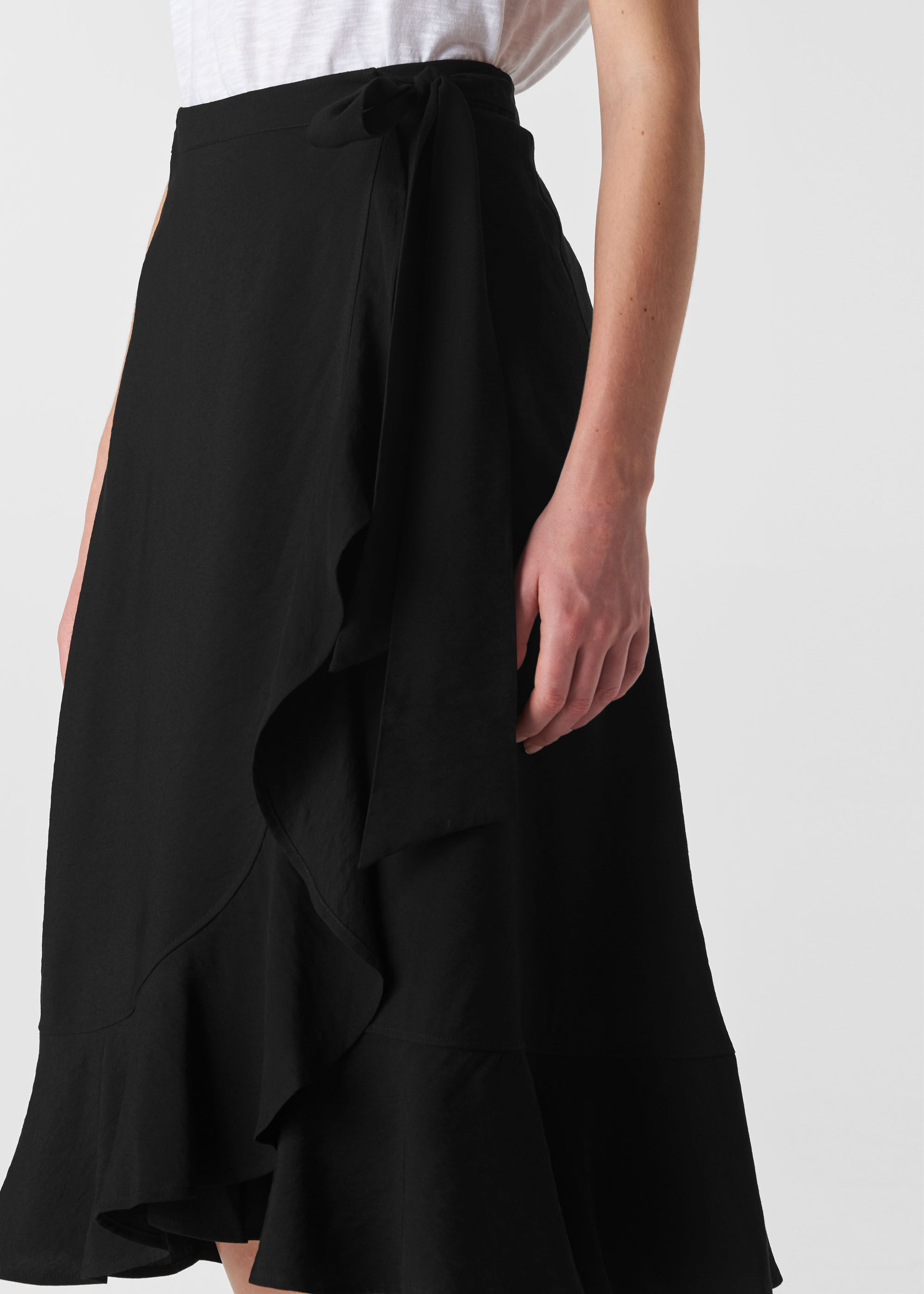 Ruffle wrap skirt black sales