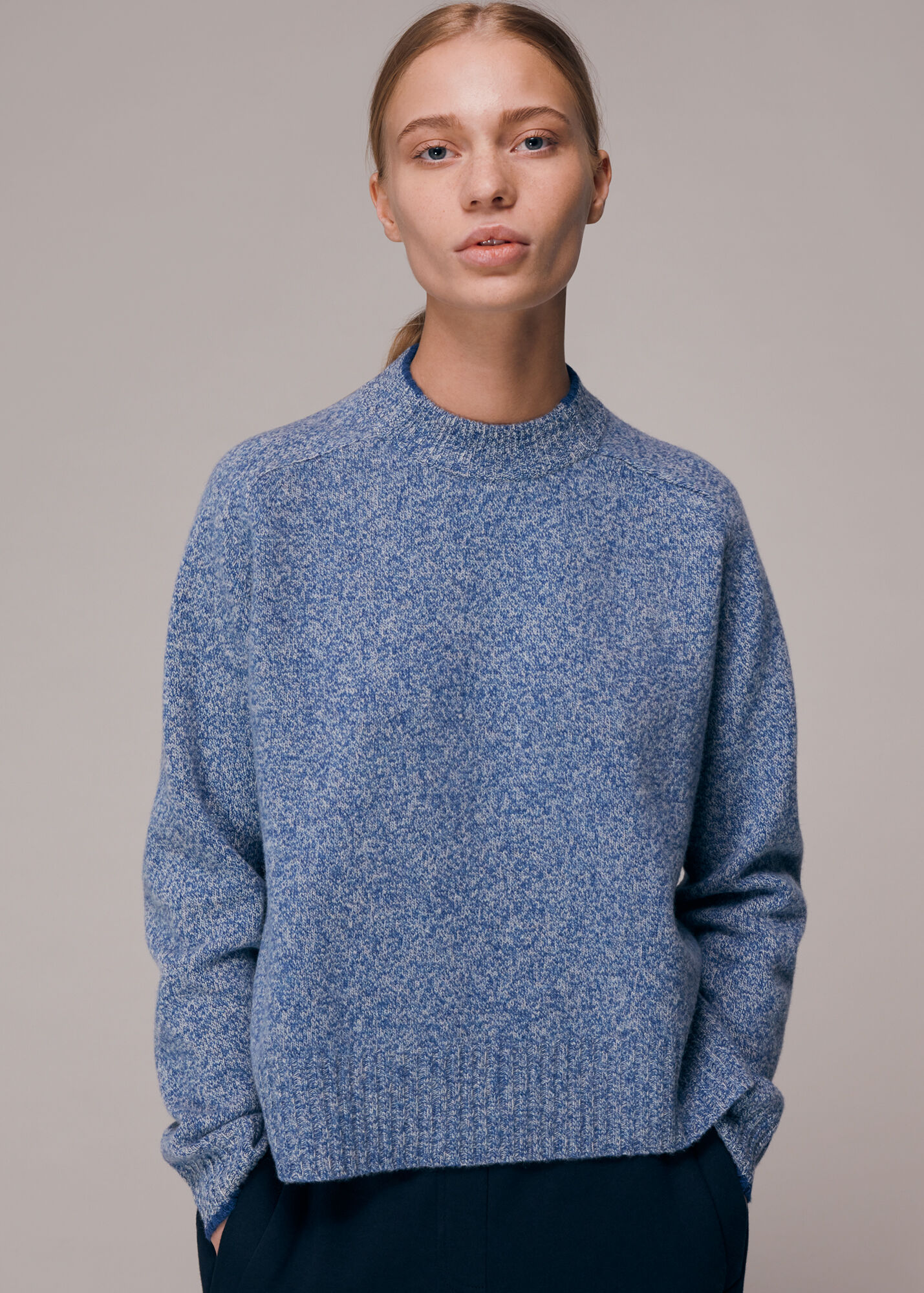 Blue Funnel Neck Flecked Jumper WHISTLES