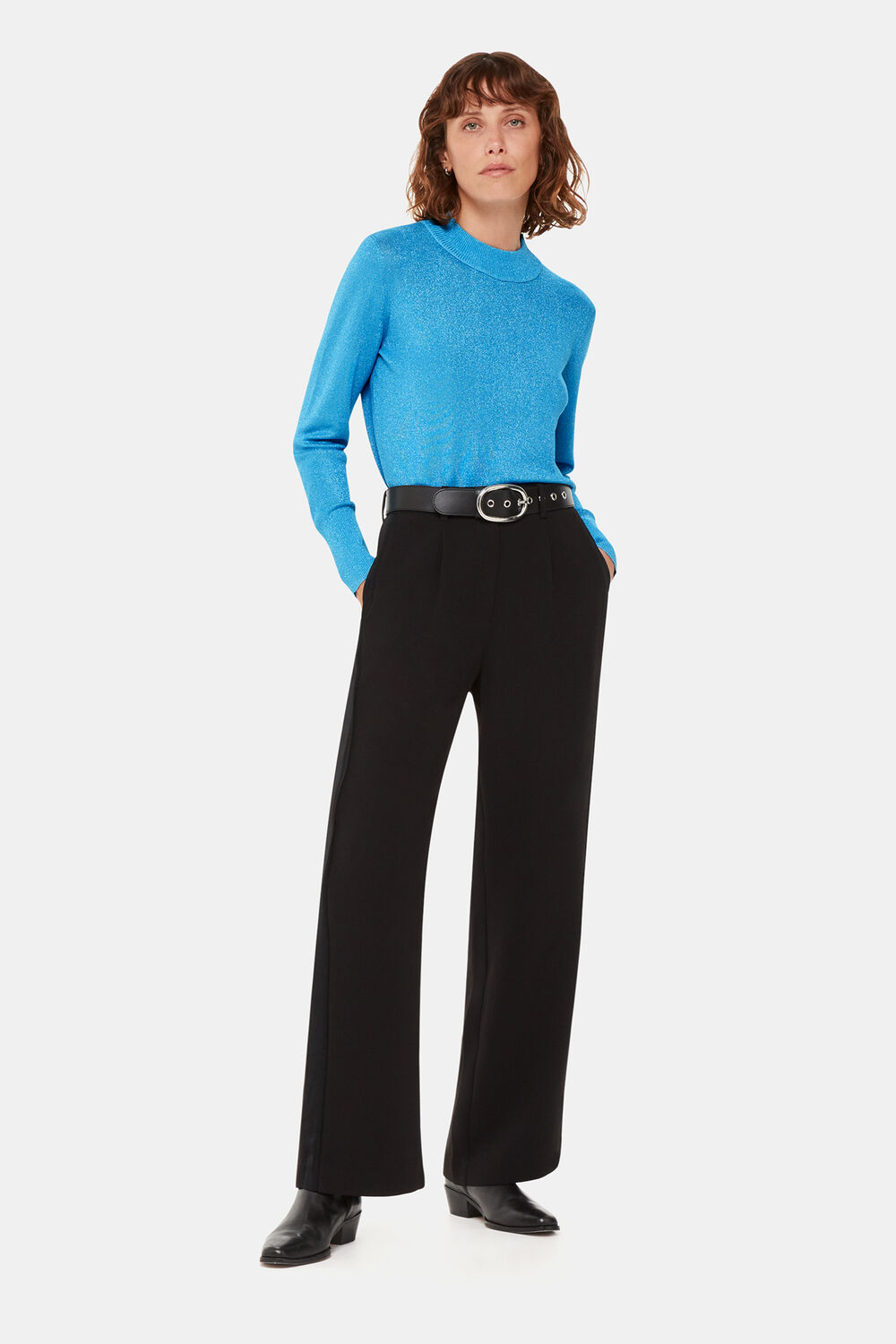 Pale Blue Sparkle High Neck Knit