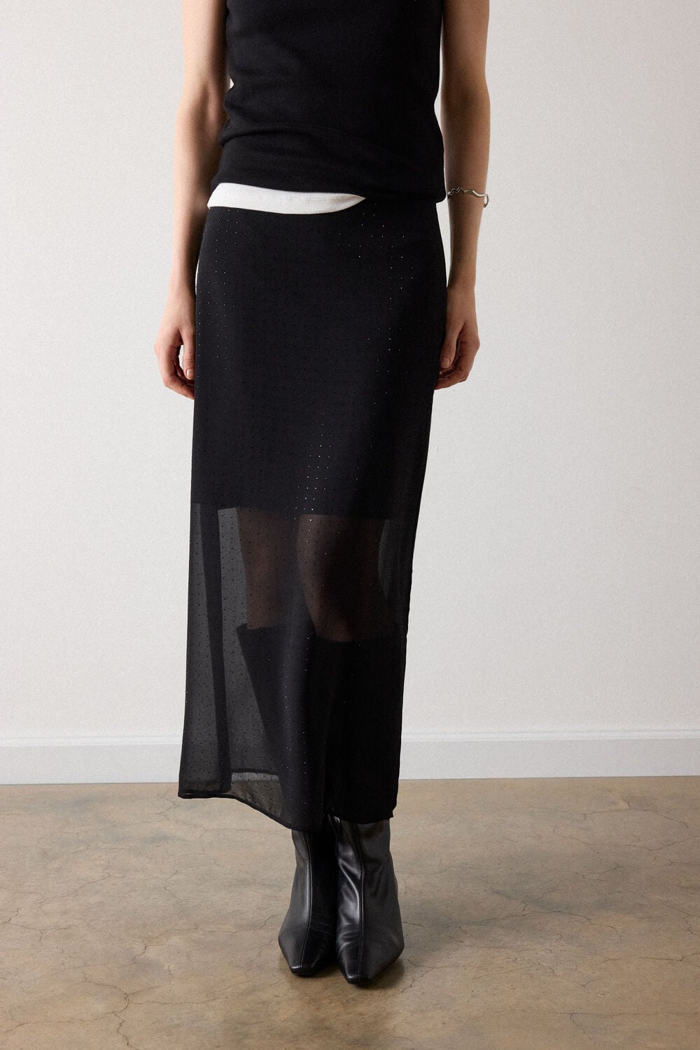 Hot Fix Sheer Column Skirt