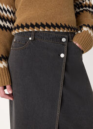 Denim Button Wrap Midi Skirt