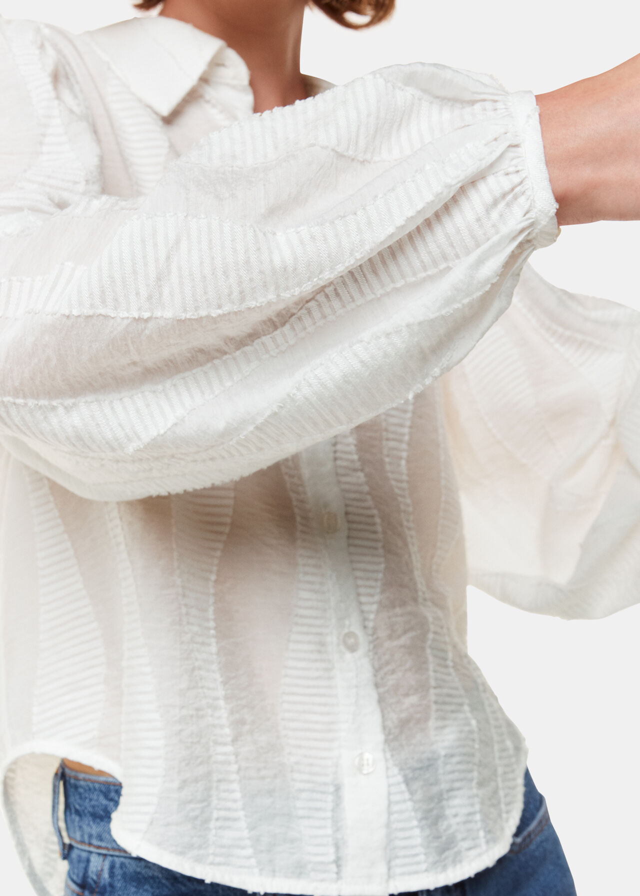 Whistles White Hannah Textured Shirt Whistles White Hannah Textured Shirt