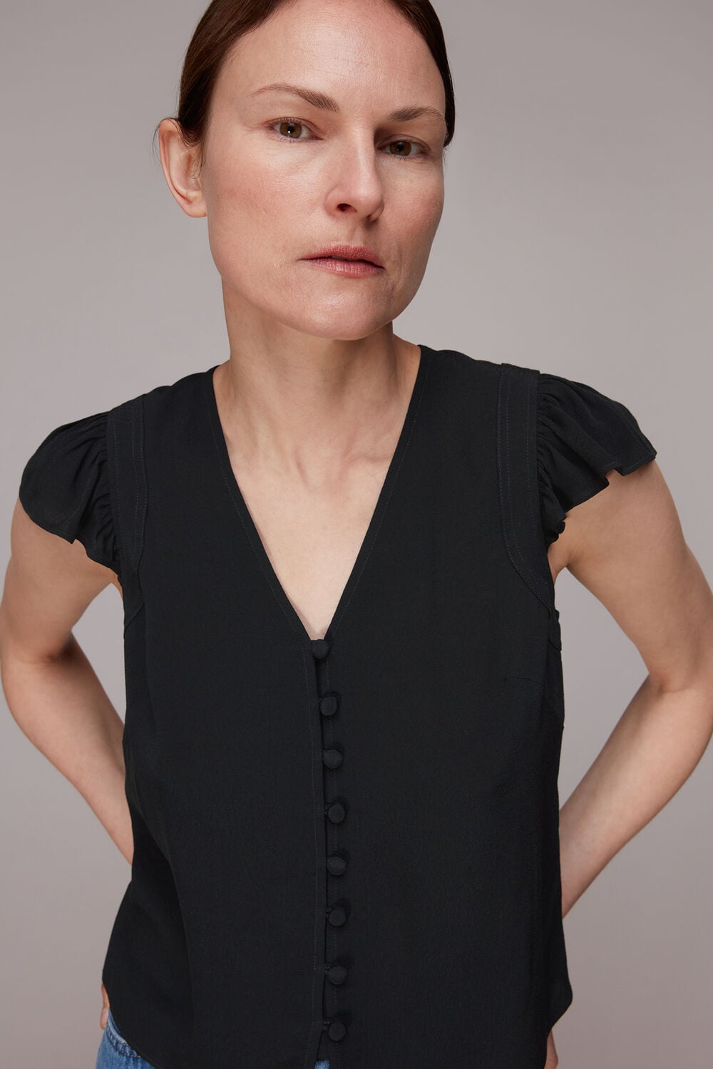 Black Frill Sleeve Top