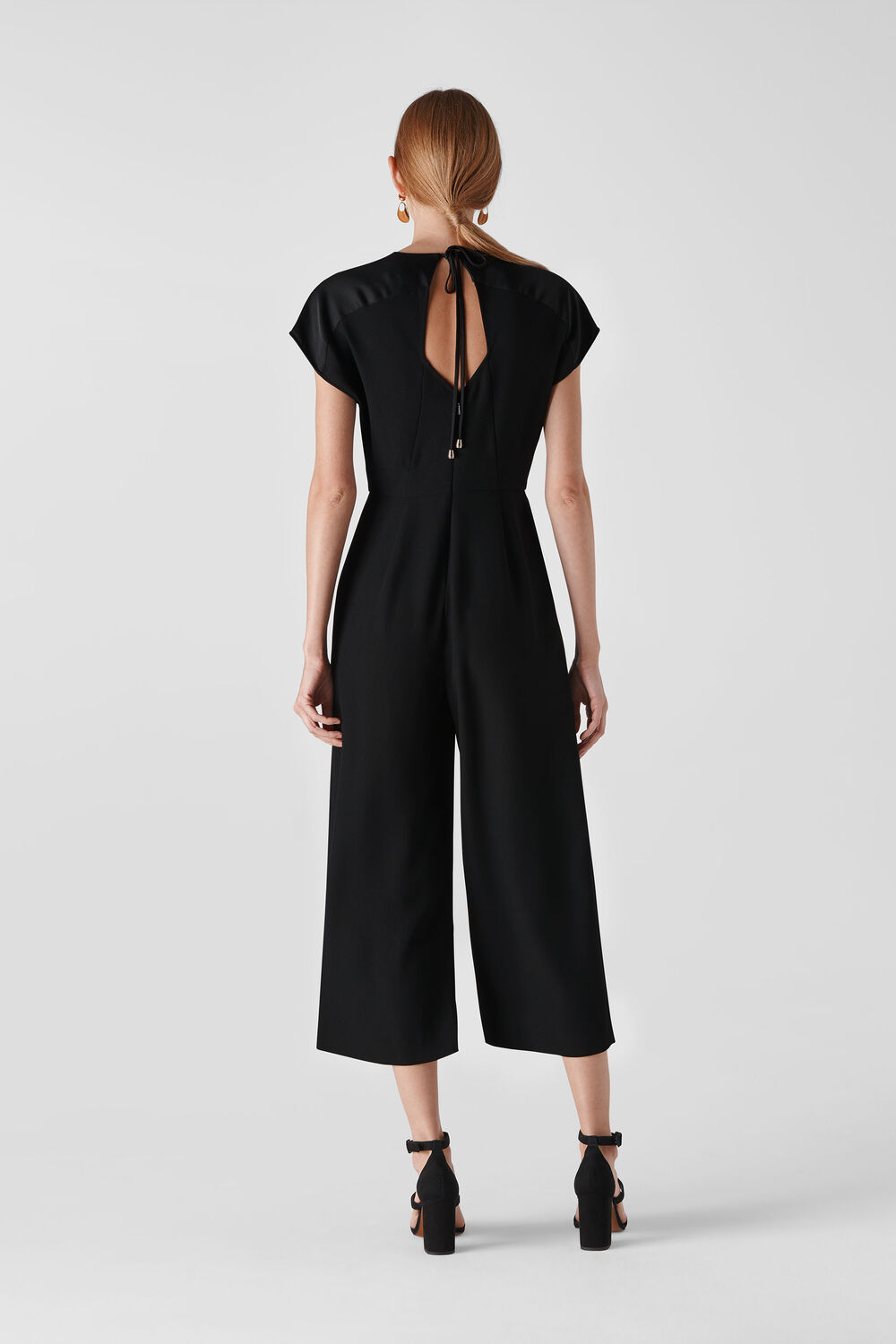 Mia Satin Mix Jumpsuit Black