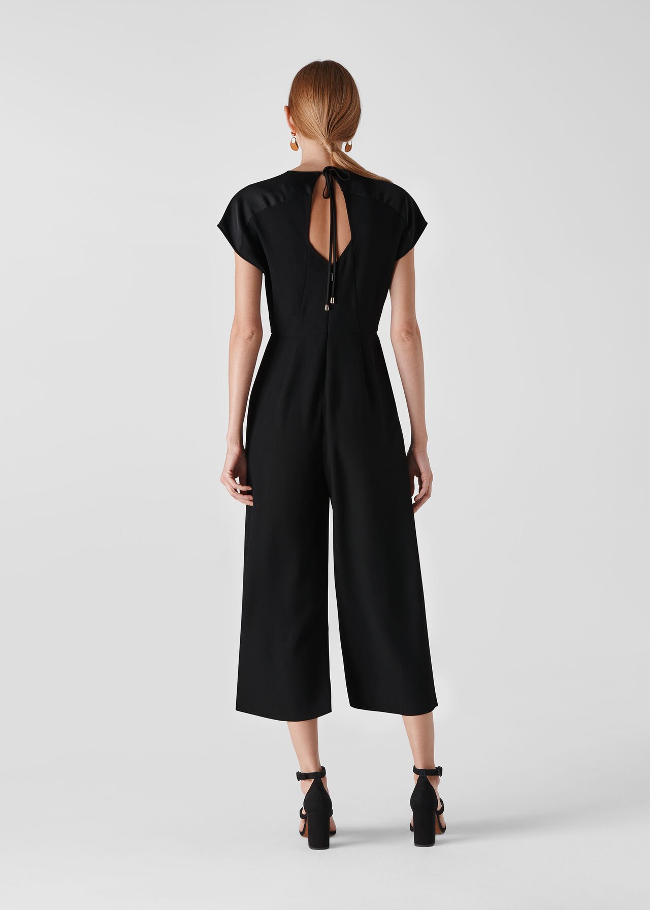 Mia Satin Mix Jumpsuit Black