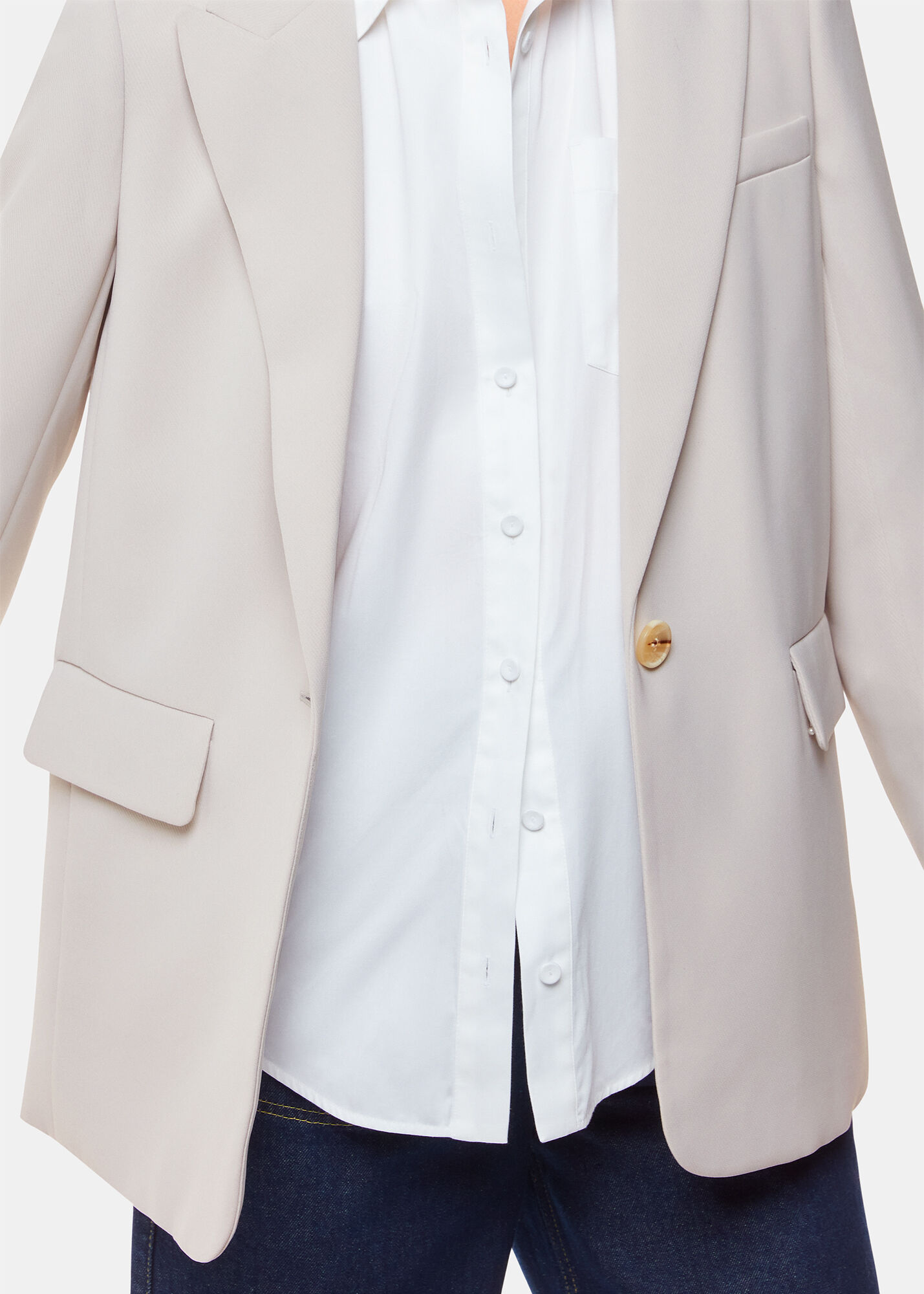Neutral Crepe Boyfriend Blazer WHISTLES Whistles