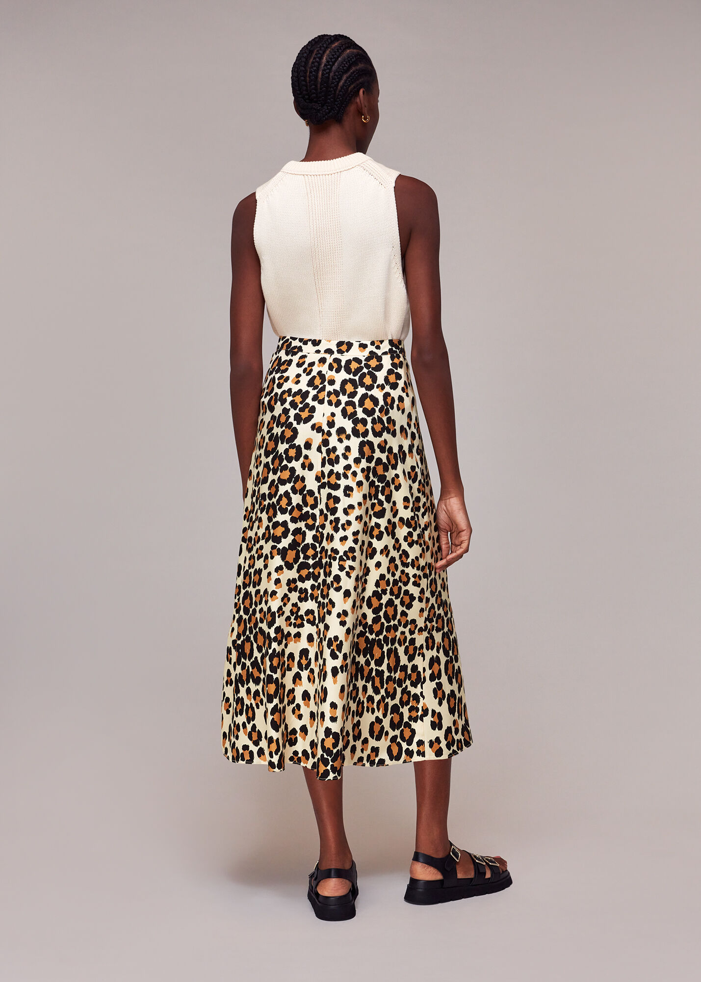 Painted Leopard Button Skirt WHISTLES
