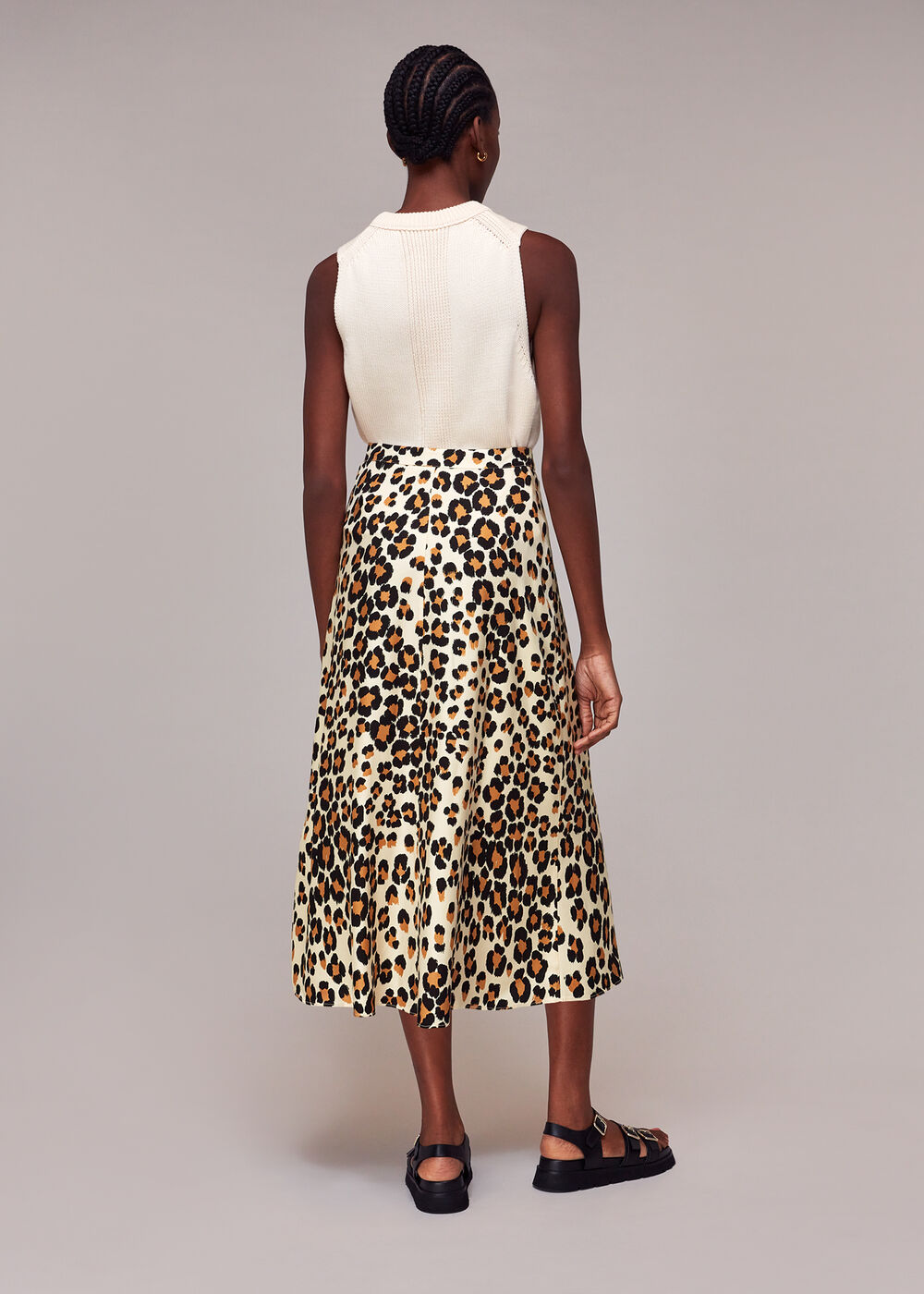 Painted Leopard Button Skirt