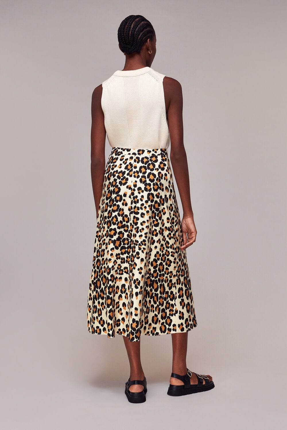 Painted Leopard Button Skirt