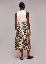 Painted Leopard Button Skirt