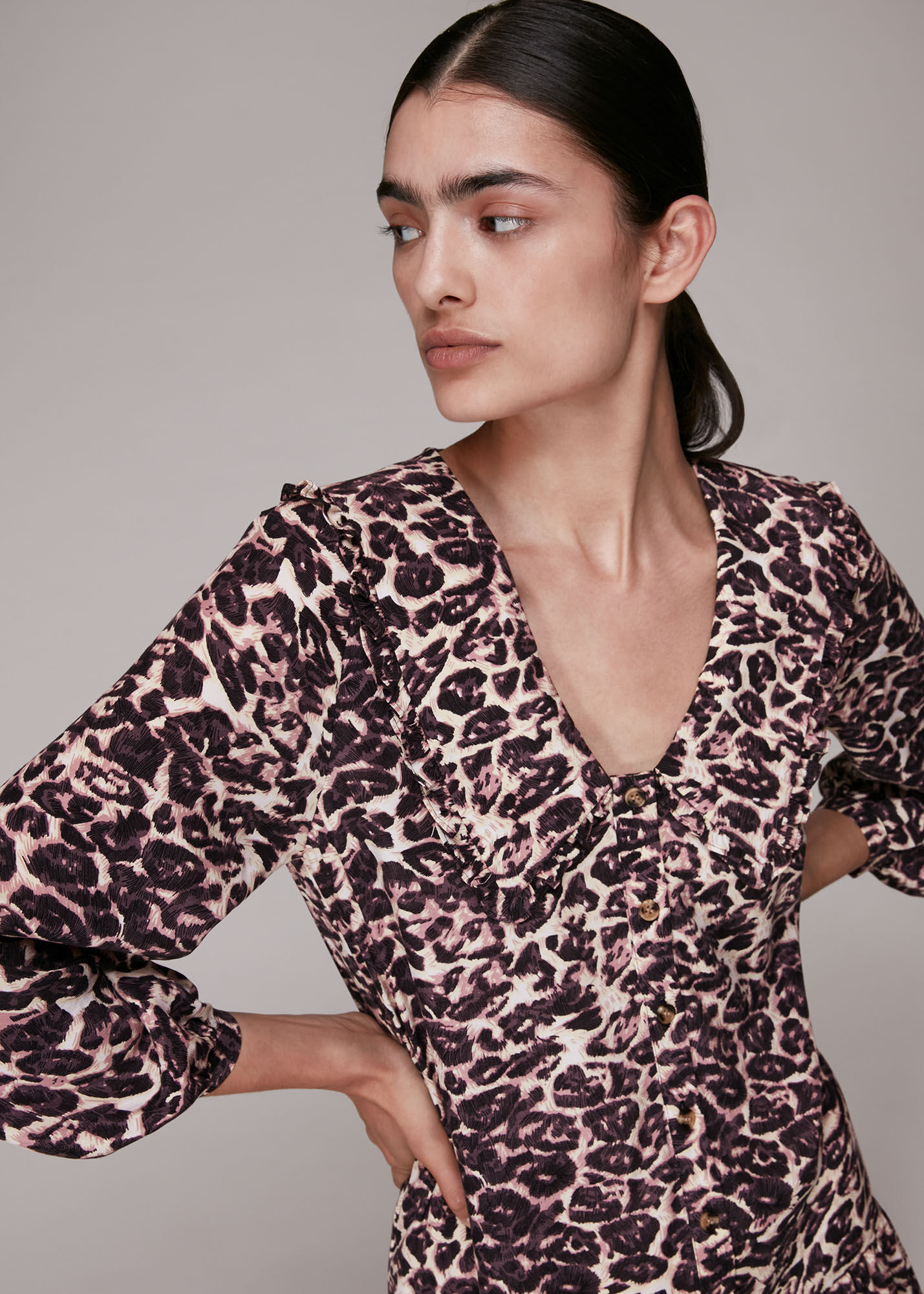 Leopard collar sales dress