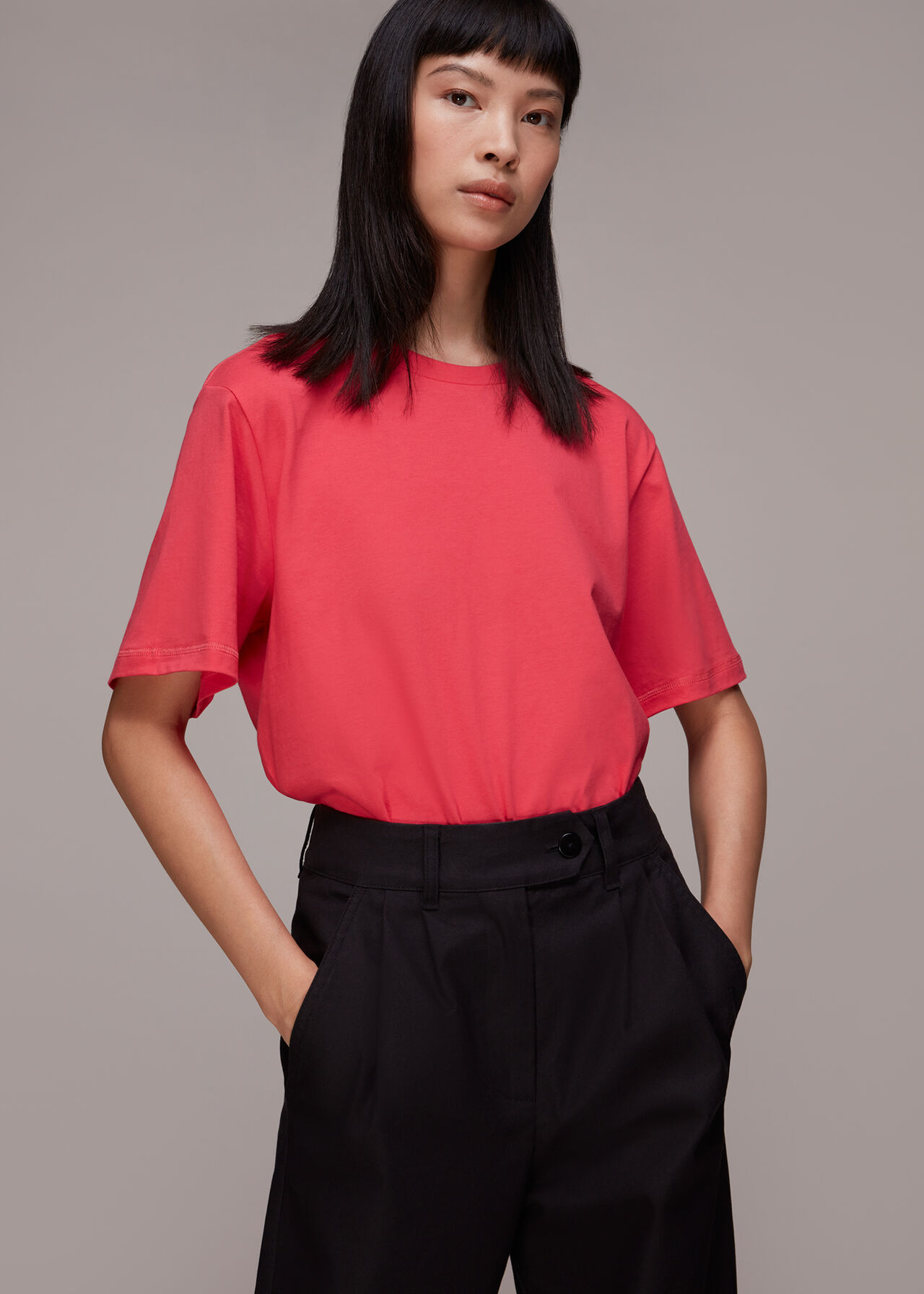 Pink Organic Boyfriend Relaxed Tee WHISTLES Whistles UK