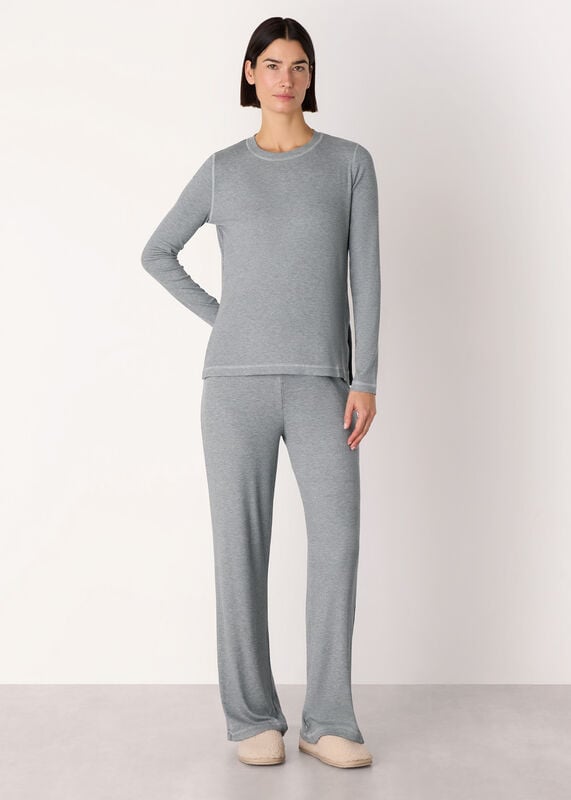Grey Marl Rib Jersey Pyjama Bottom