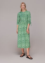 Cheetah Print Shirred Dress
