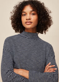 Stripe High Neck Relaxed Top