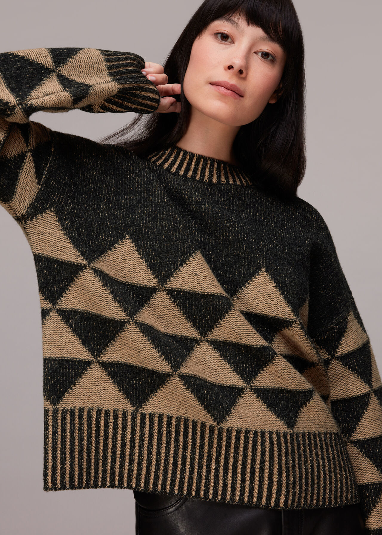 Black/Multi Contrast Geometric Jumper WHISTLES