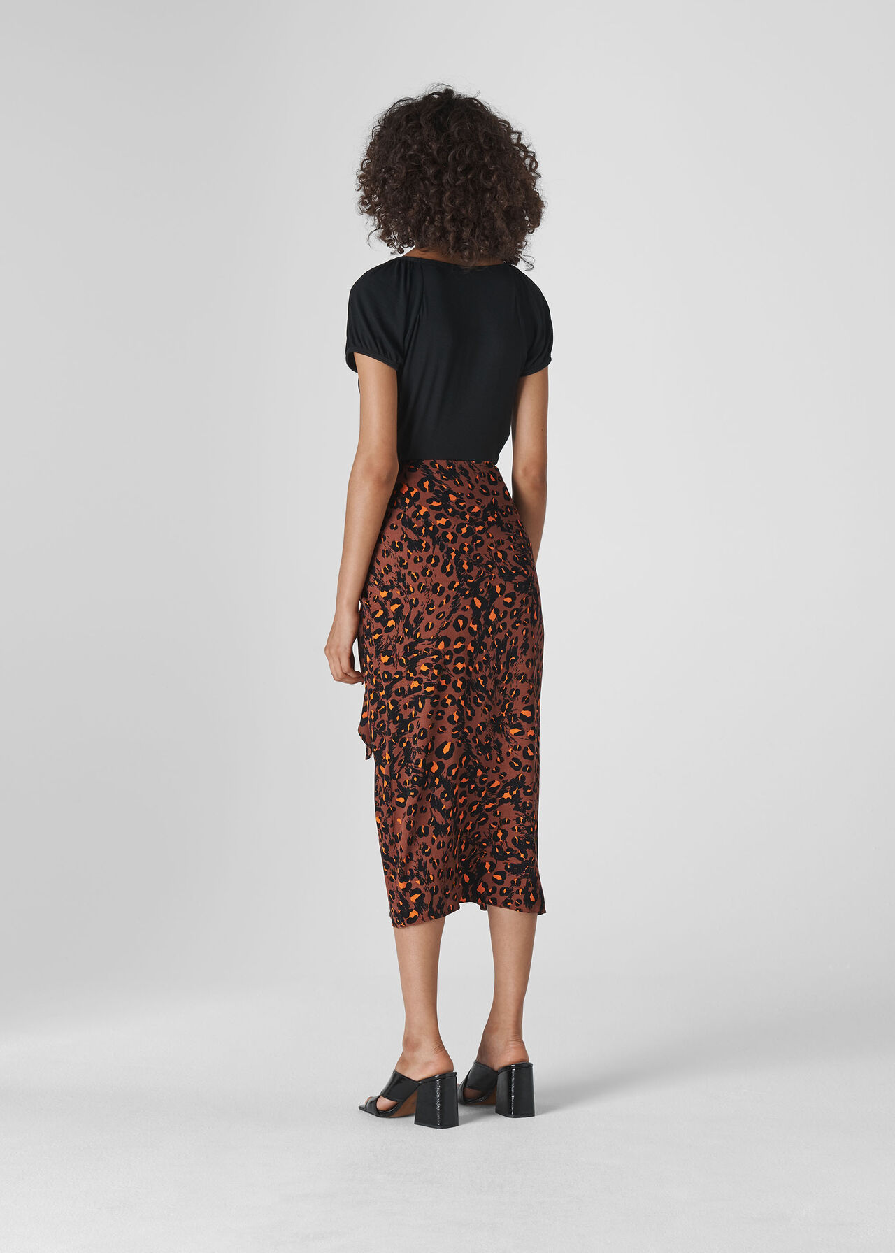 Brushed Leopard Sarong Skirt Brown/Multi