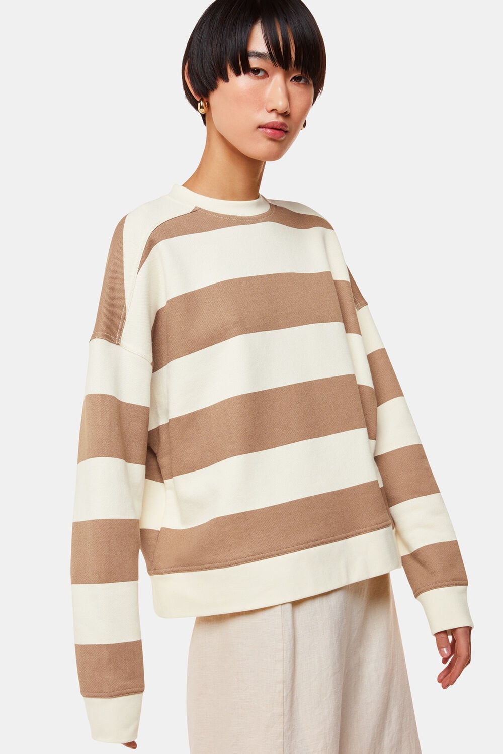 Ivory Wide Stripe Sweat