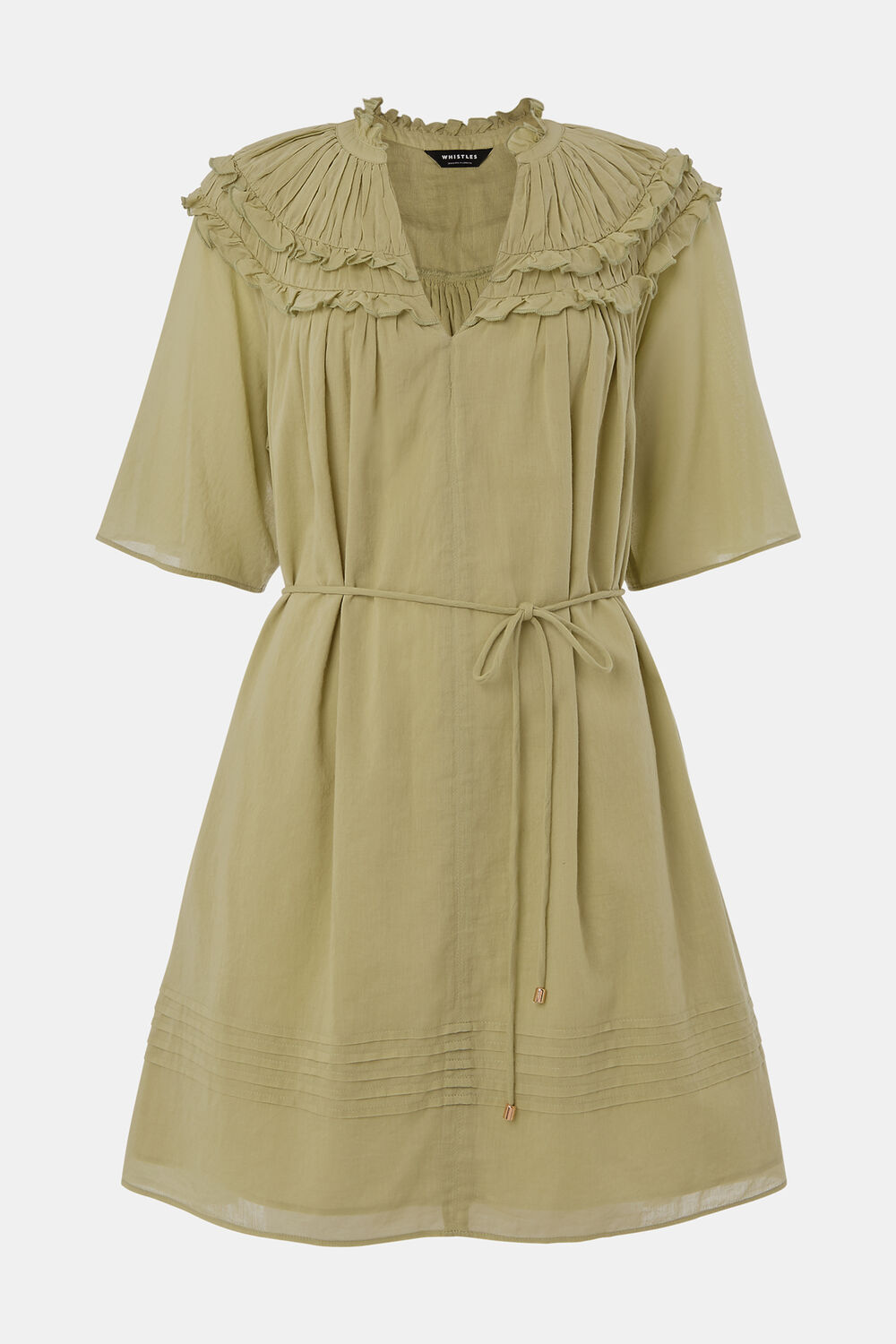 Khaki Cotton Frill Mini Dress