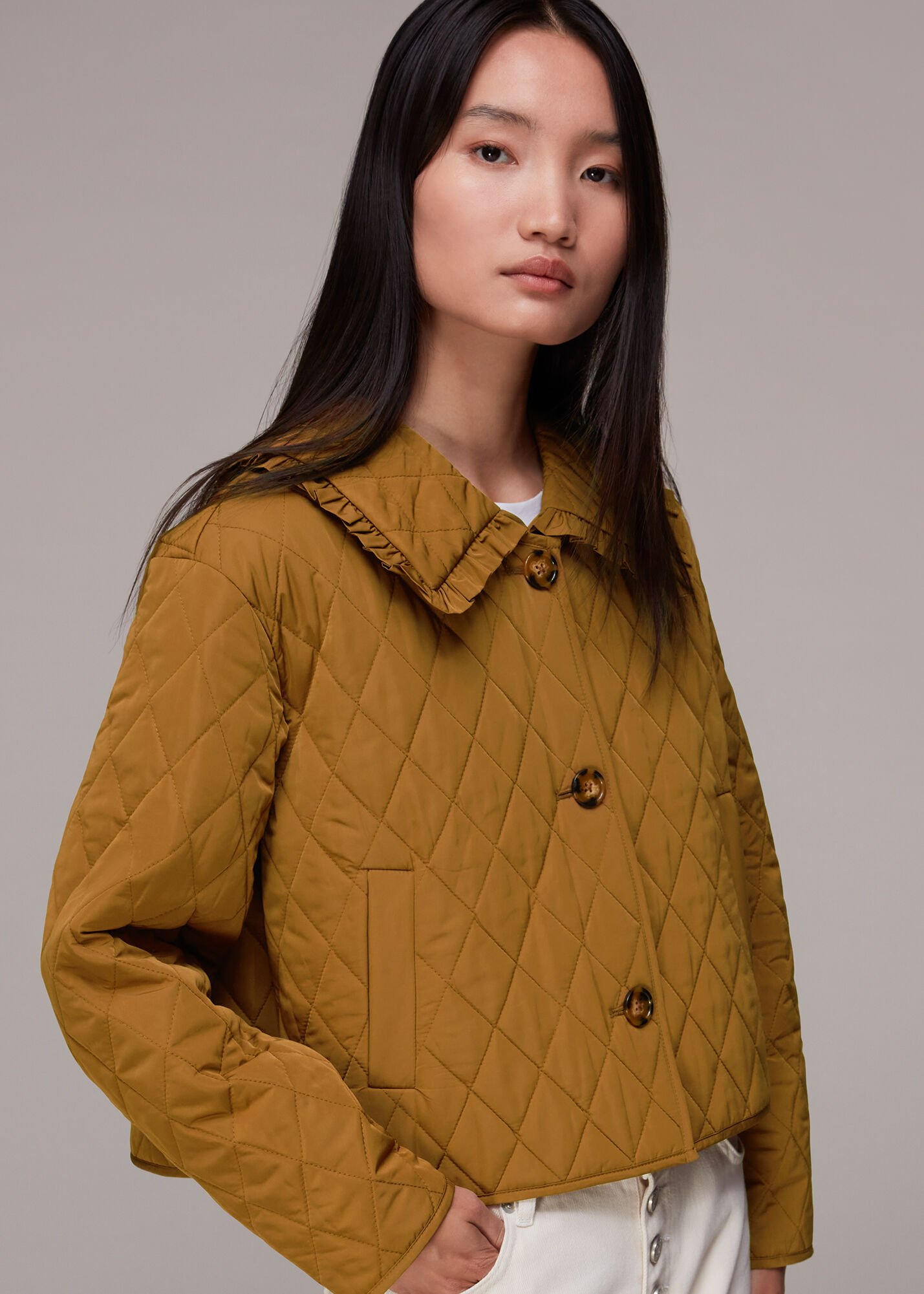 Quilted jacket with best sale collar