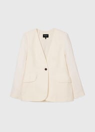 Collarless Linen Blazer