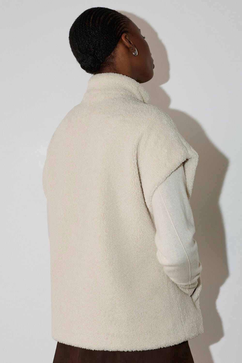 Ivory Faux Borg Fleece Gilet