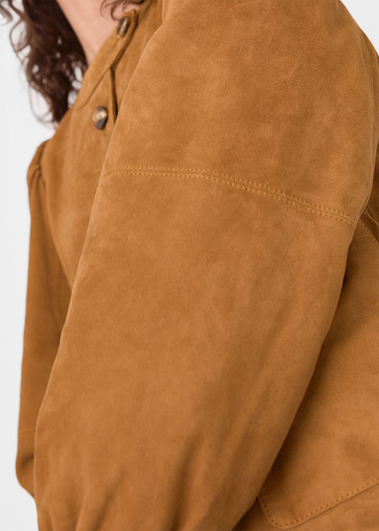 Button Front Suede Jacket