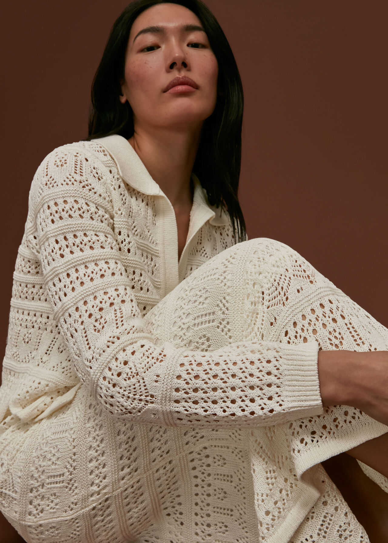 Ivory Crochet Midi Skirt WHISTLES Whistles UK