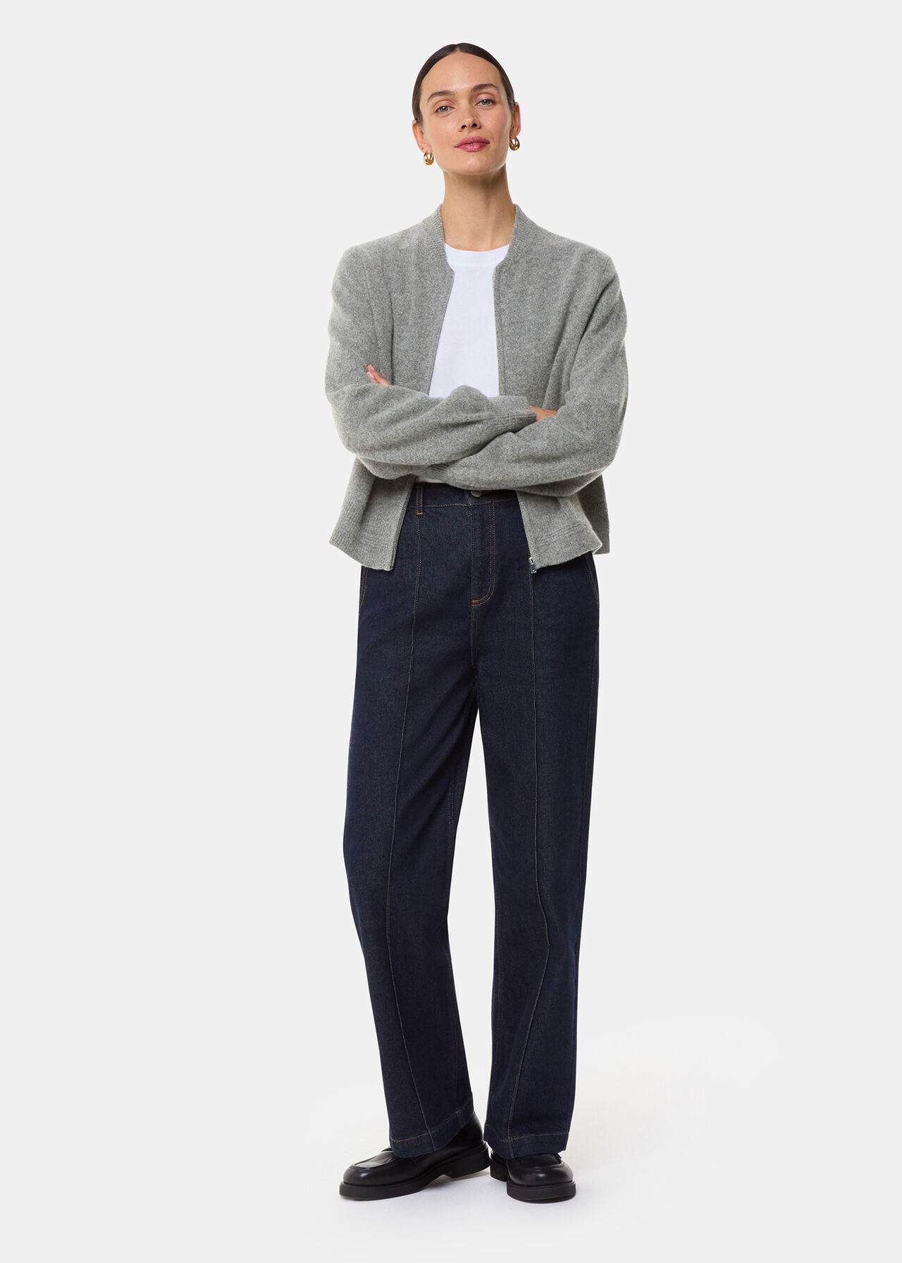 Zip Front Bomber Knit