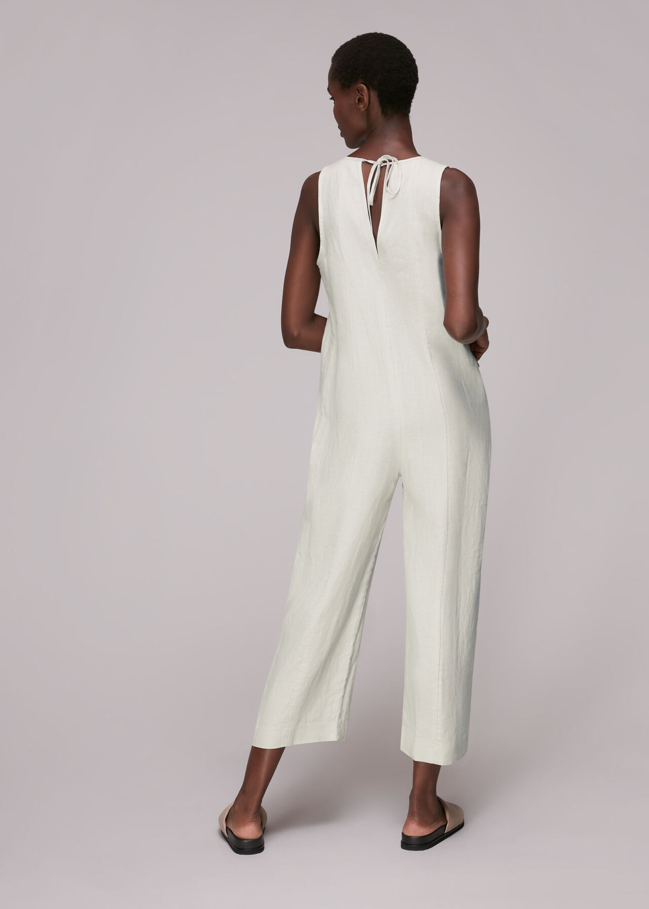 Linen V Neck Jumpsuit