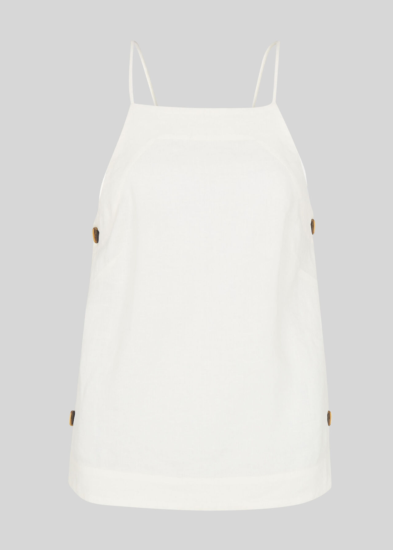Becky Linen Button Detail Cami White
