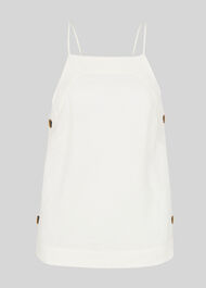 Becky Linen Button Detail Cami White