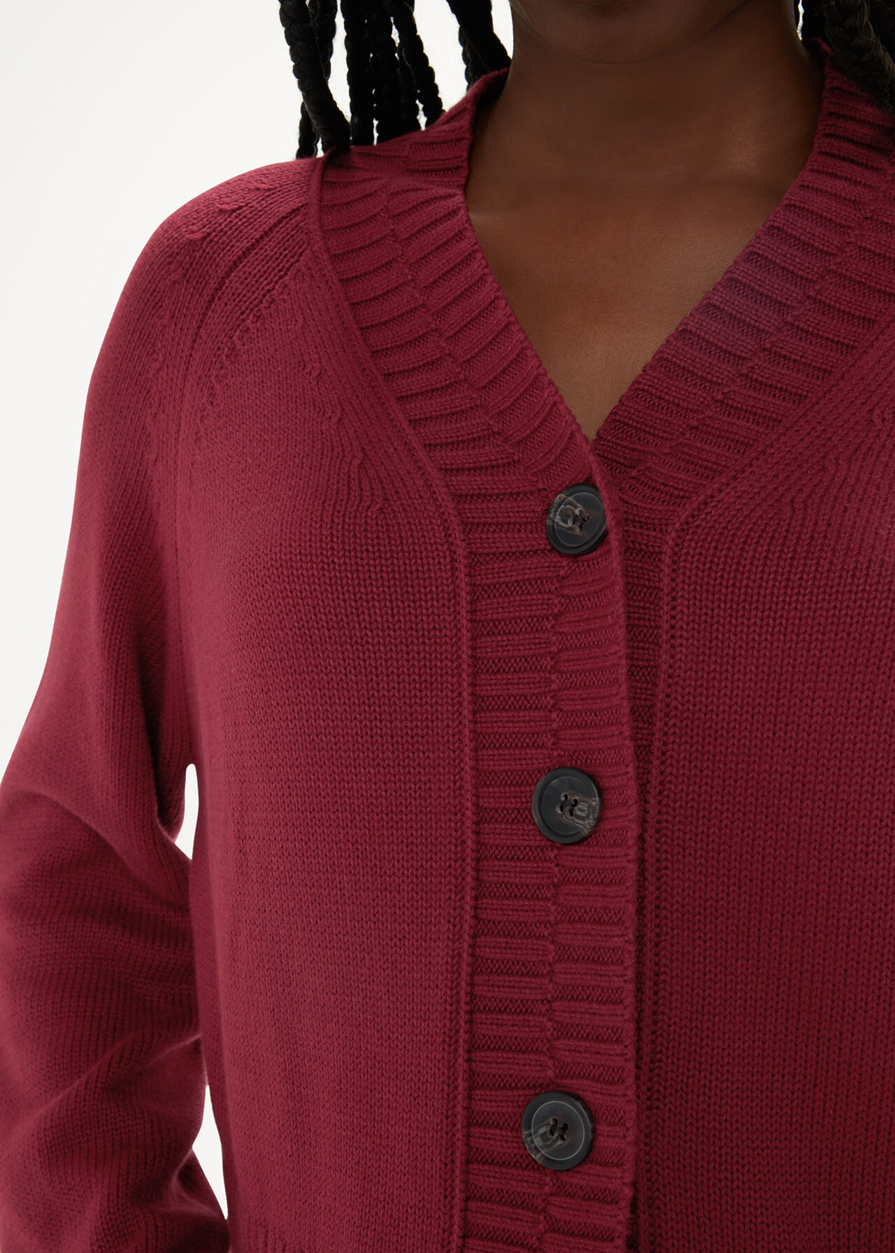 Ribbed Detail Cotton Cardigan