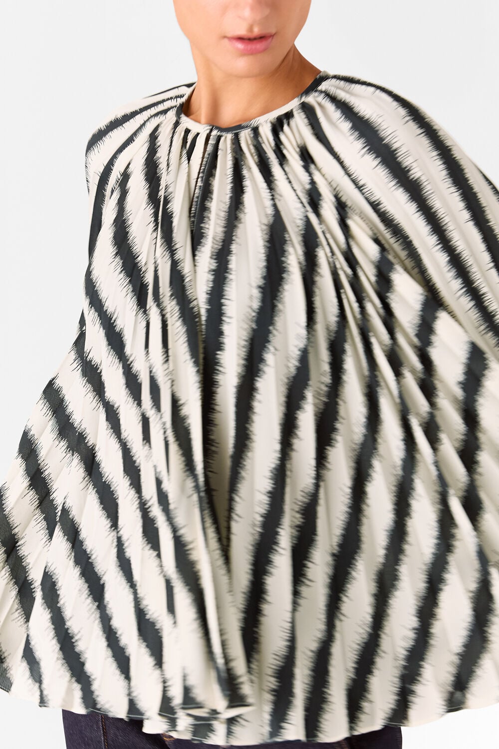 Hazy Stripe Pleated Blouse