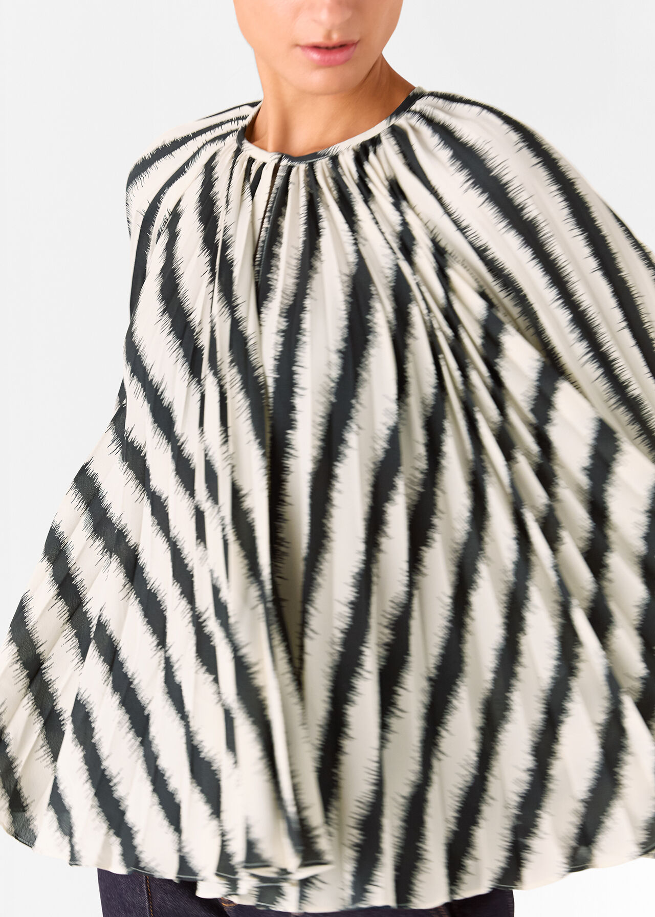 Hazy Stripe Pleated Blouse