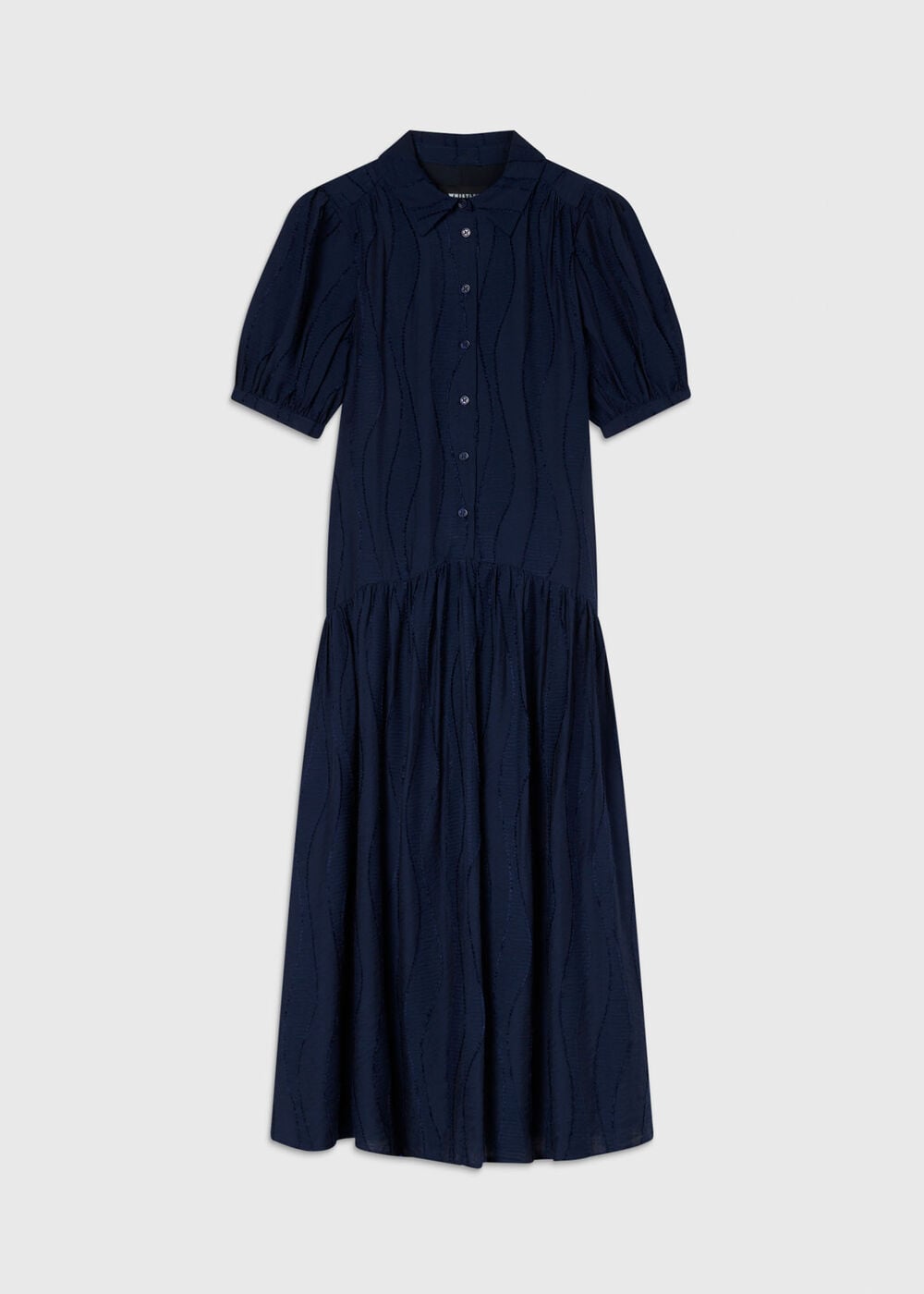 Textured Drop Waist Midi Dress
