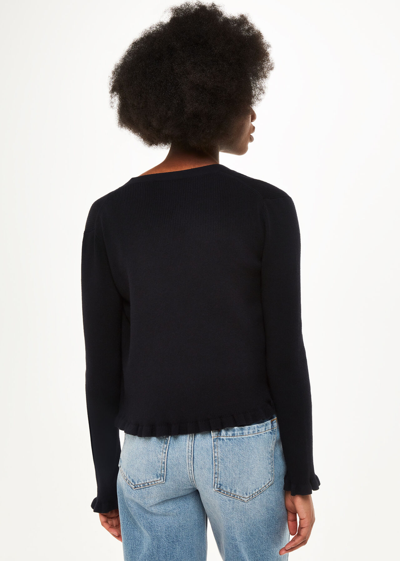 Black Frill Hem Cardigan | WHISTLES