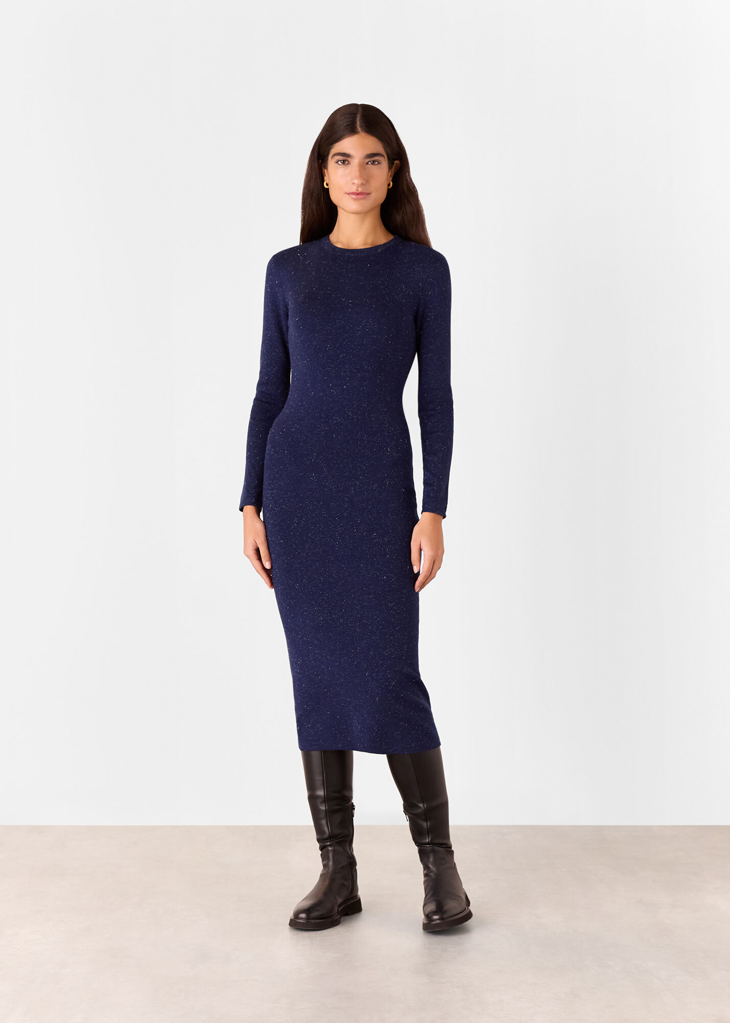 Navy Annie Sparkle Knit Sweater Dress
