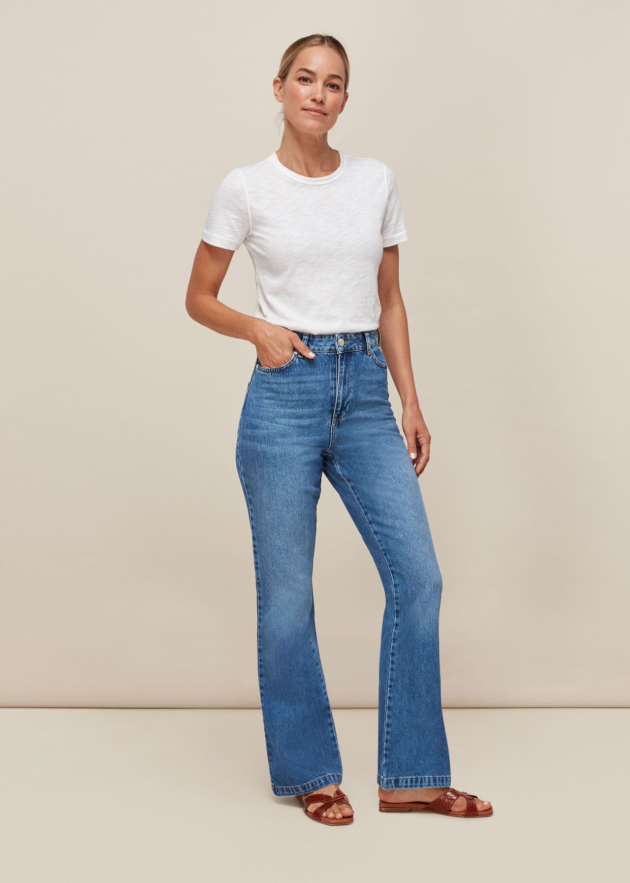 Flared denim jeans