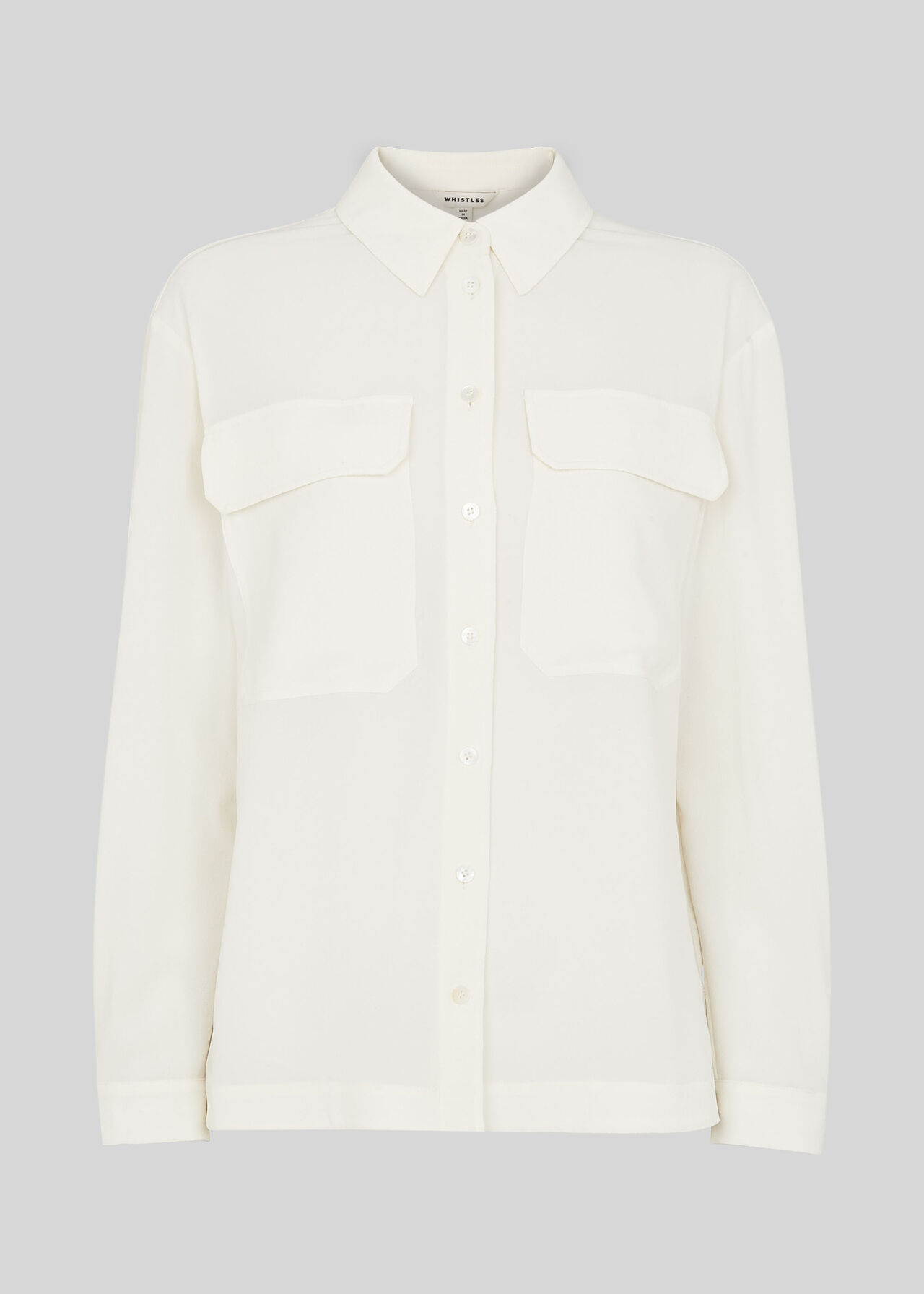 Textured Pocket Blouse Ivory
